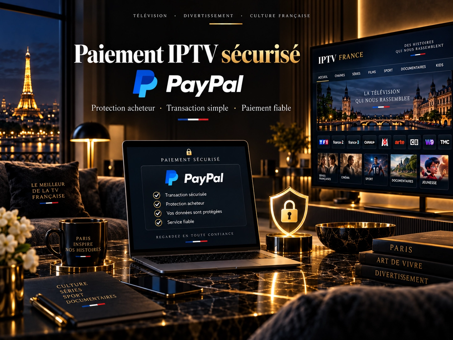 Paiement IPTV sécurisé avec PayPal en France